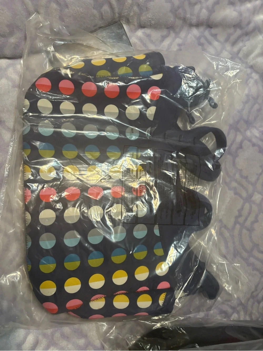 BUILT Go-Go Diaper Tote - Navy with Multicolor Dots (changing pad included)